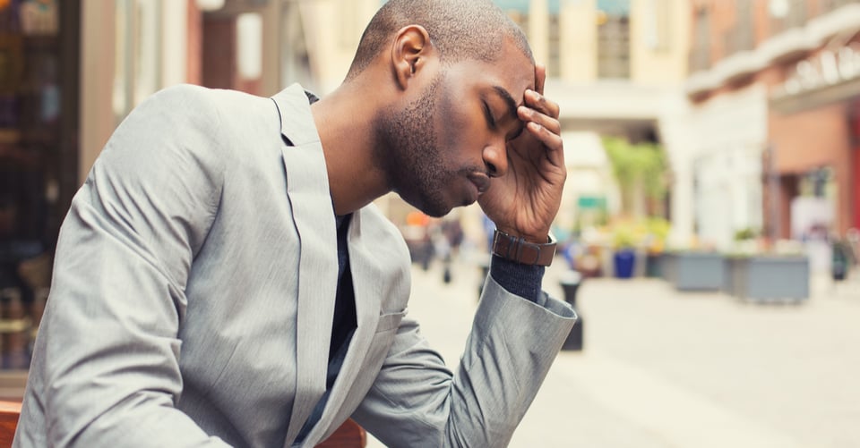 black man, thinking, stress, outside, overcome anxiety