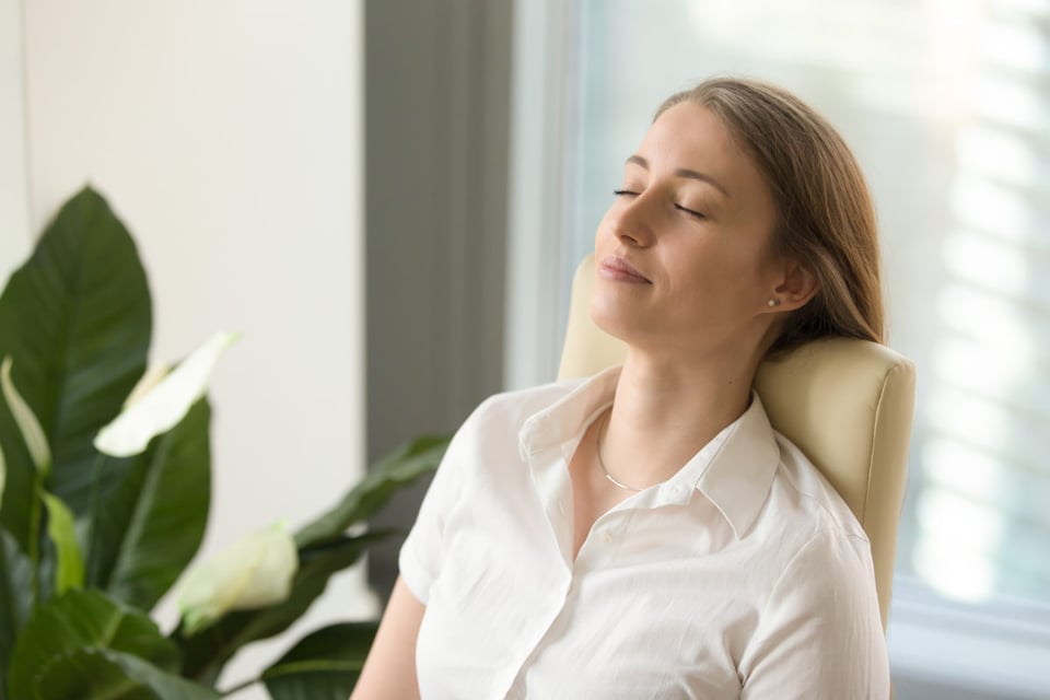 Calm, Woman, Relaxed, Office, Home, chair