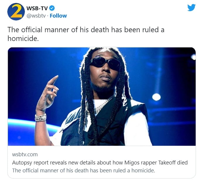 autopsy results of rapper Takeoff