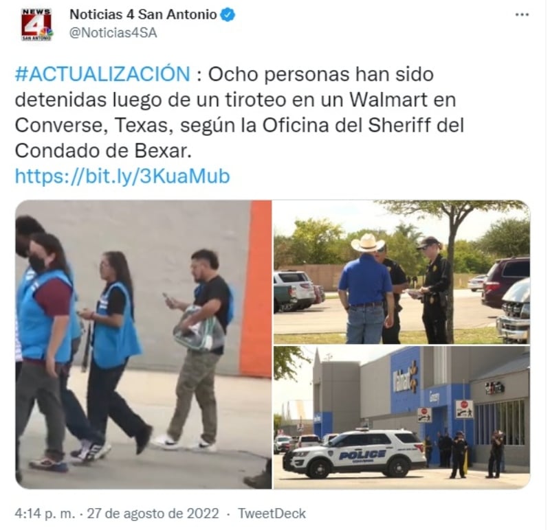 Tiroteo Walmart Texas: Evacuan a las personas