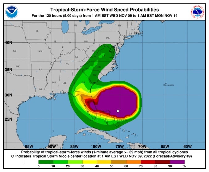 Tropical Storm Nicole Bahamas, Florida