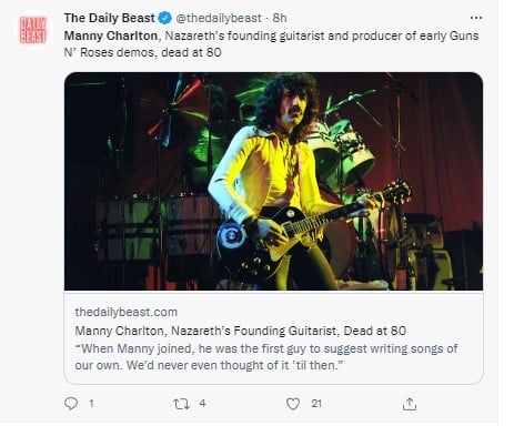 Muere guitarrista Manny Charlton