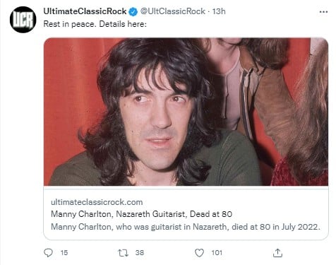 Muere guitarrista Manny Charlton