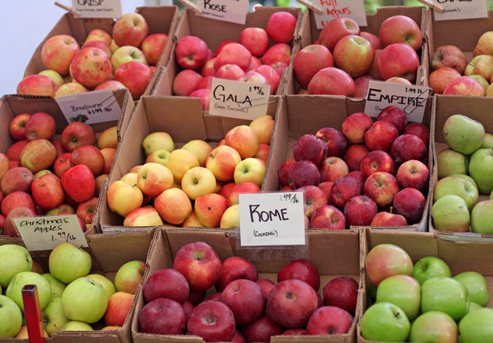 Boxes of fruit, farmer's market