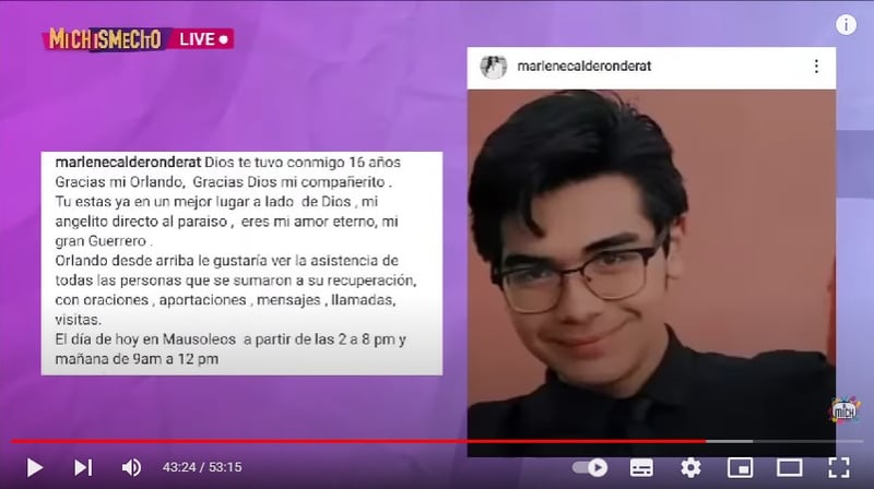Muere hijo Marlene Calderon