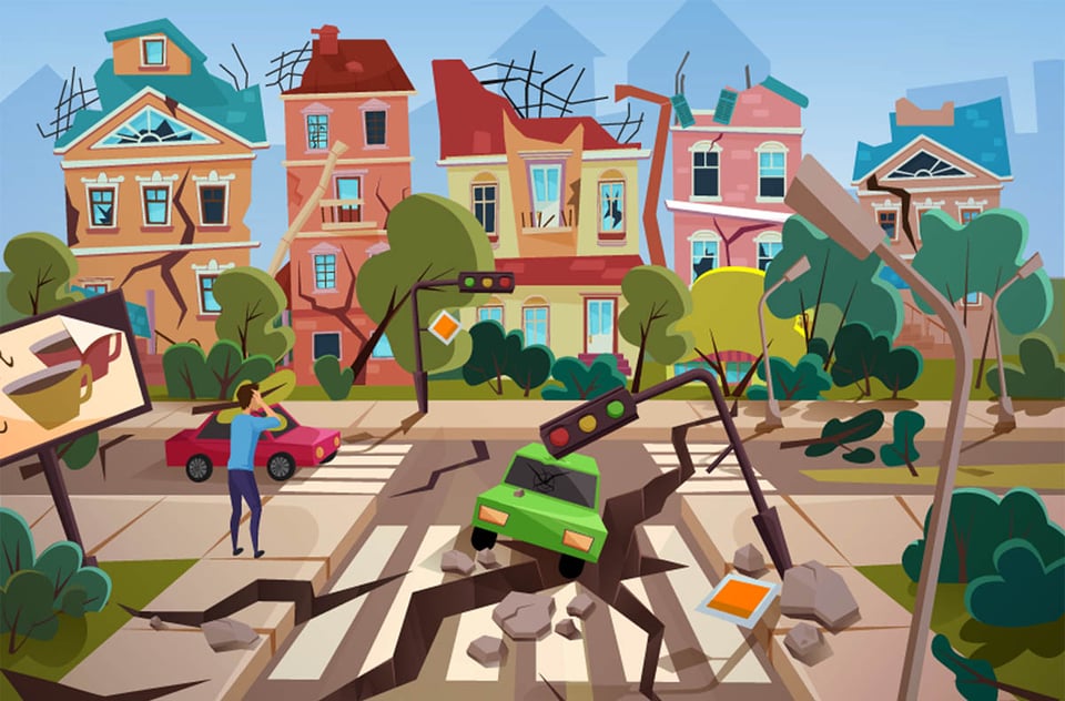 what to do in an earthquake, concept, destruction