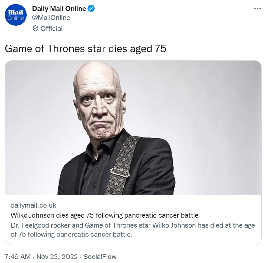 TV artist dies